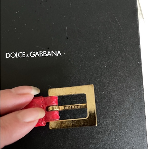 Authentic Dolce & Gabbana red snakeskin & leather choker or bracelet. - Picture 3 of 9